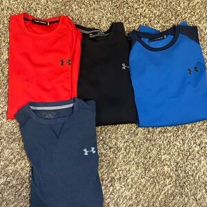 Under Armour  long sleeve tees lot of 4 - Red, Blue, Black, Dark Blue Men’s XL